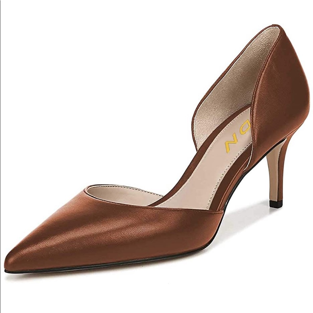 YDN Classic Mid Heels D'Orsay Pumps Suede Pointed Toe Slip On Stilettos Shoes